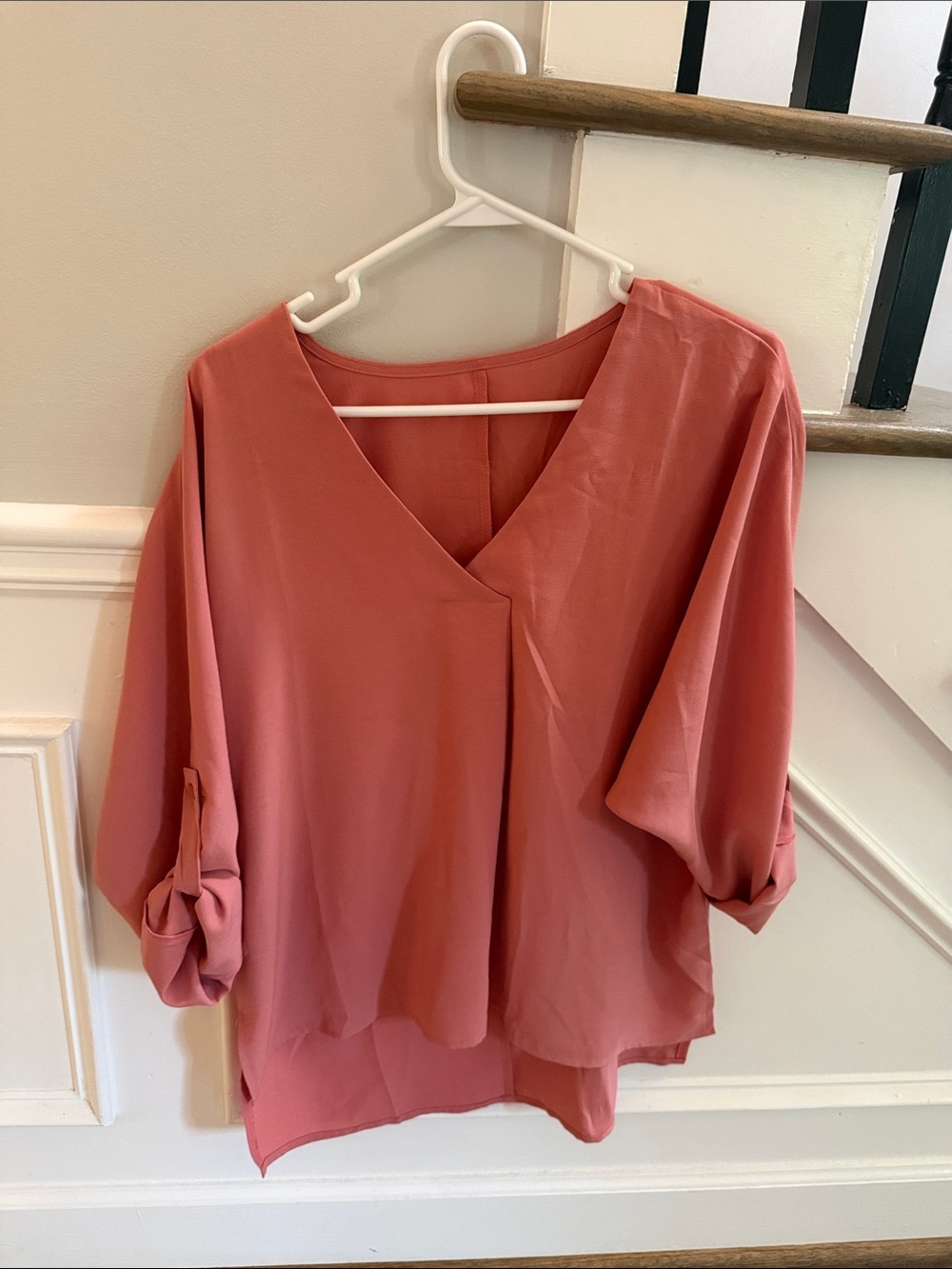 Womens Dusty Rose V-Neck Blouse